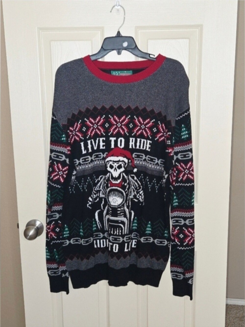 Men's Live To Ride Christmas Sweater SZ XL